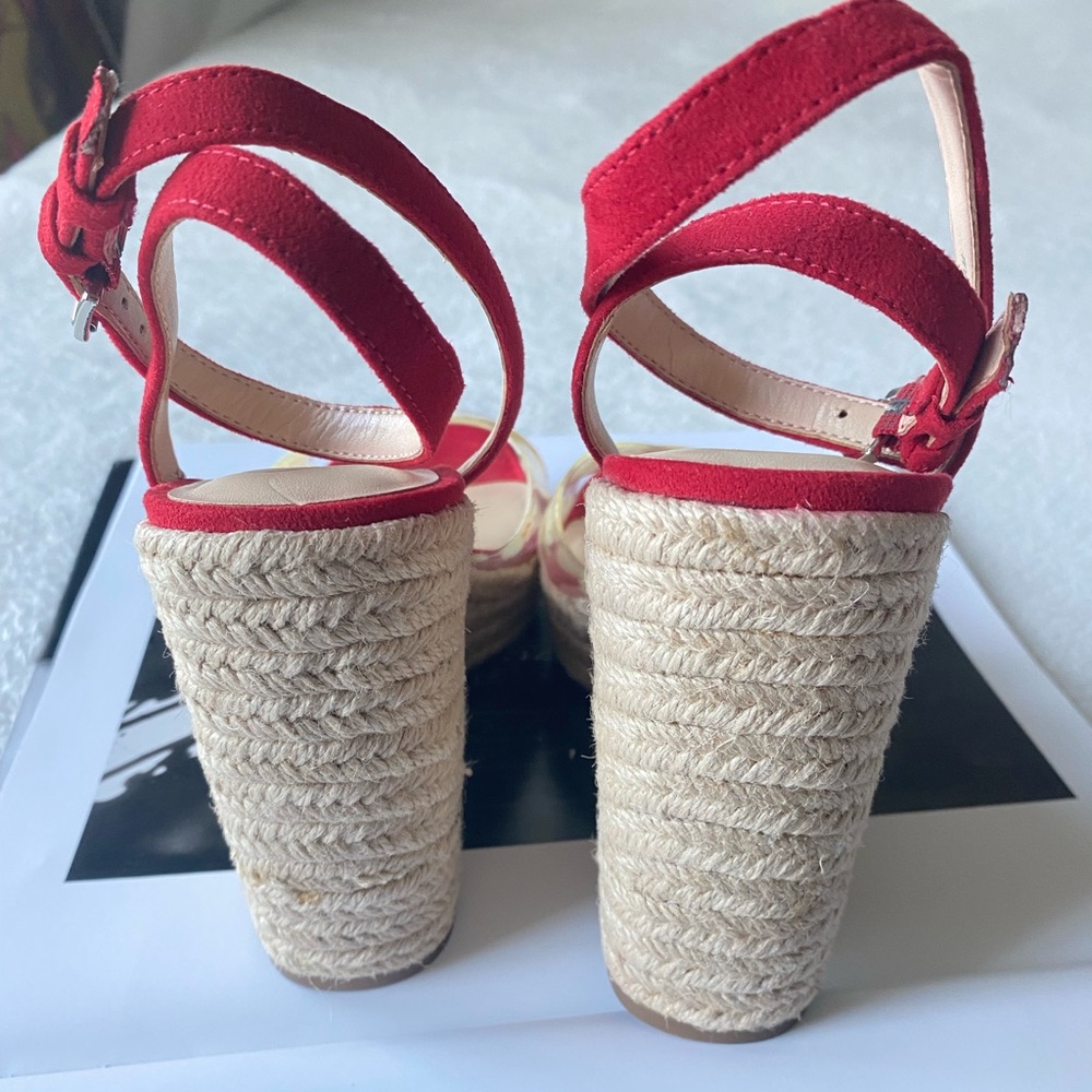Jessica Simpson Semie Floral Jelly Strap Espadrille Wedge Sandal Womens 7.5 Red - Picture 3 of 13